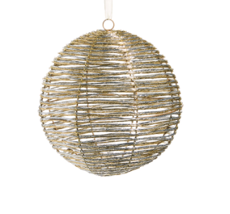 Silver and Gold Wrapped Ball Ornament (Multiple Sizes)