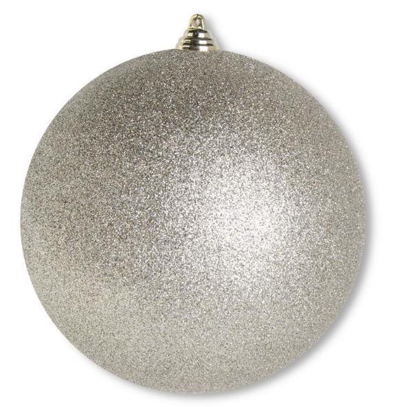 7.5 Inch Champagne Glittered Shatterproof Round Ornament