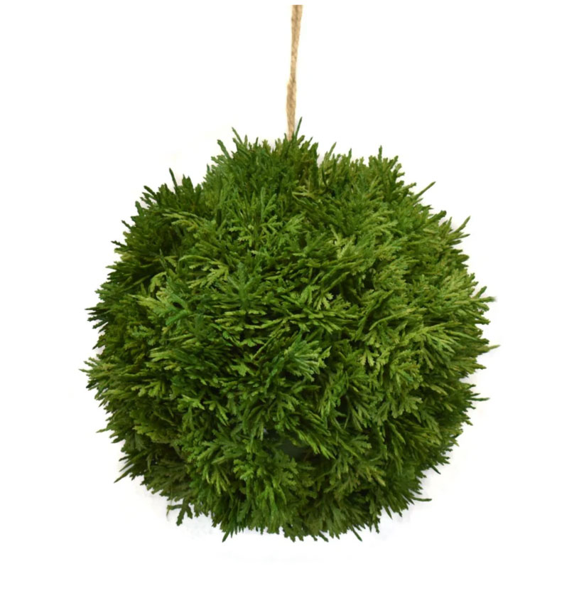 8" Cypress Ball Ornament, Natural Green