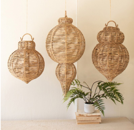 Woven Seagrass and Iron Ornaments (3 Styles / Sizes)