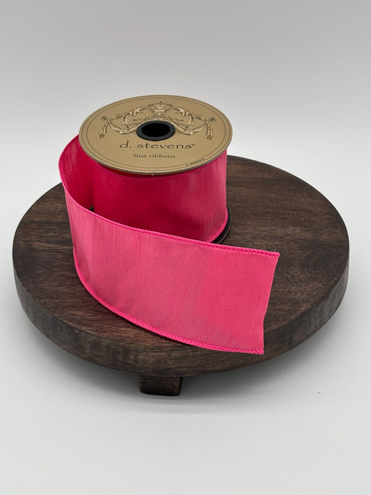 dstevens 2.5" x 10 Yds Faux Dupion Wired Ribbon, Rose Pink