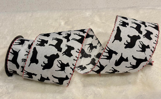 dstevens 4" x 10 Yds Dog Ribbon, black/white