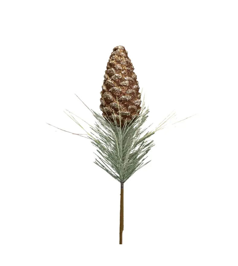 27.75" Large Iced Aspen Pinecone Spray, Chocolate