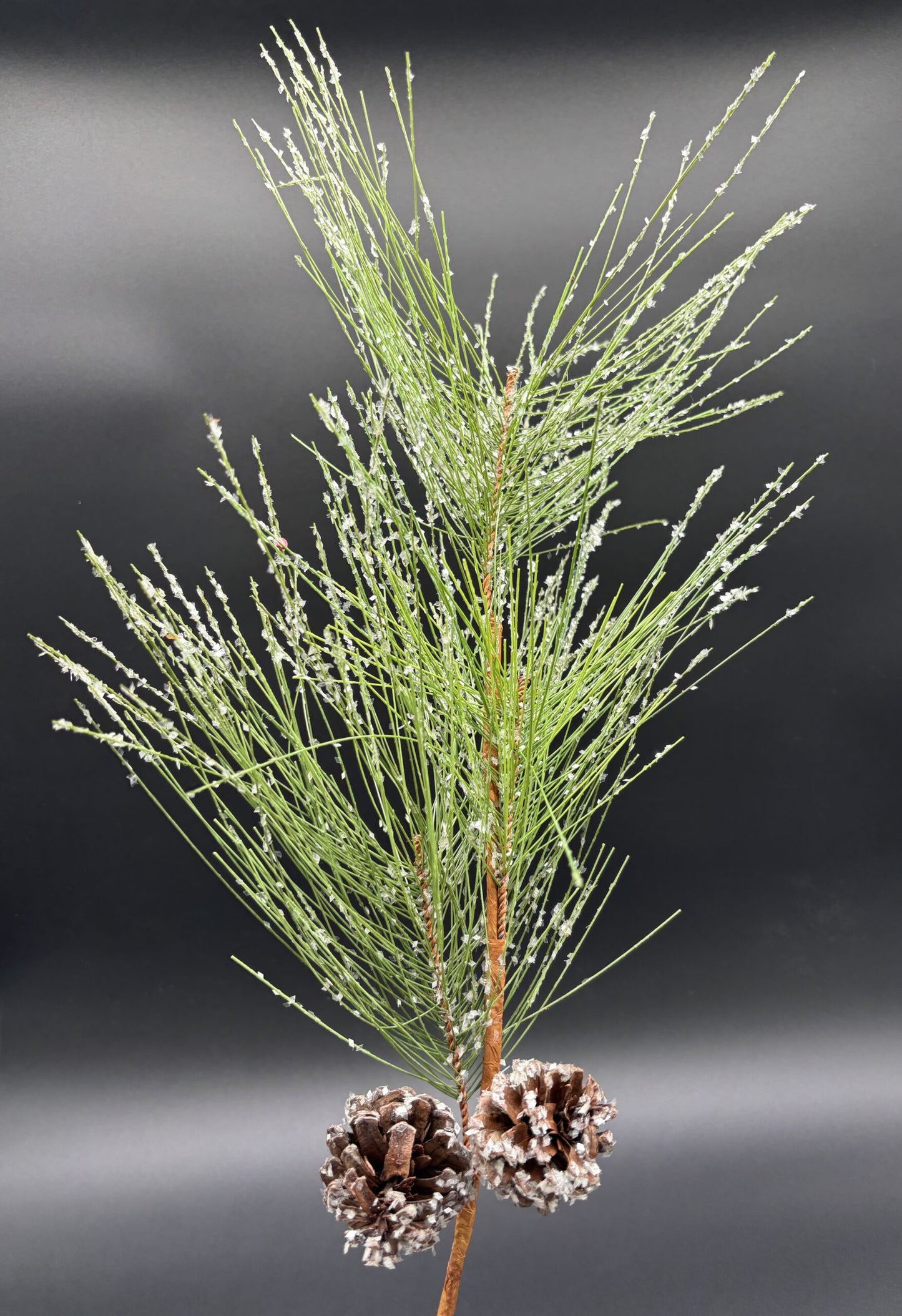 31" Iced Long Needle Sparkle Pine Spray, Natural Frost
