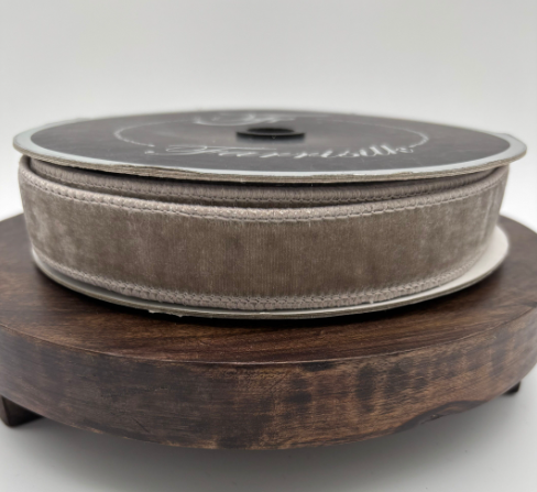 Farrisilk 1"x 10 Yds Velvet Wired Ribbon, Platinum