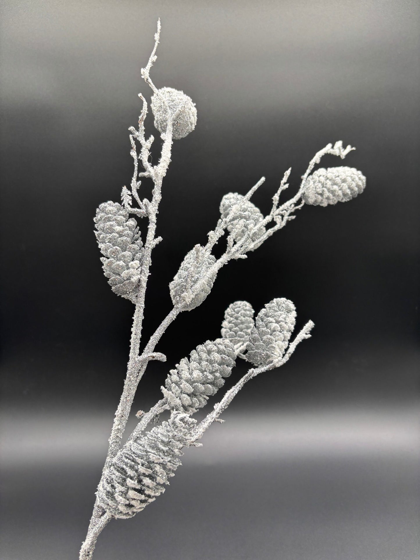 36" Snowy Pinecone Spray, White