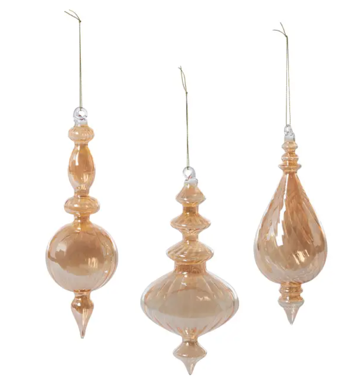 Spun Gold Glass Finial Ornaments (3 Styles)