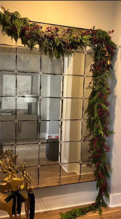 Faux Norfolk Garland with Berry Garlands and Triangle-Shaped Bells