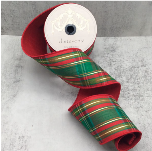 dstevens 4" x 10 Yds Traditional Holiday Plaid Wired Ribbon