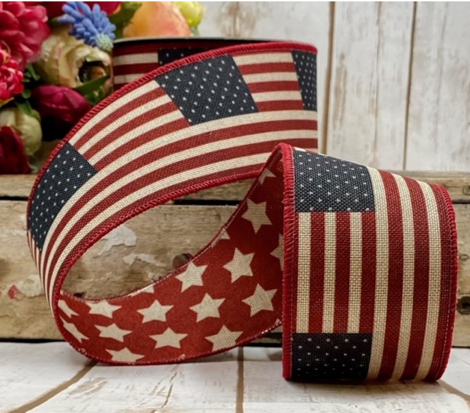 dstevens 2.5" x 10 Yds Linen Americana Flag Stars, Natural