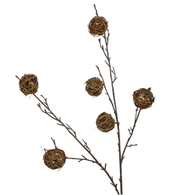 38" Natural Twigs Ball Spray, Brown