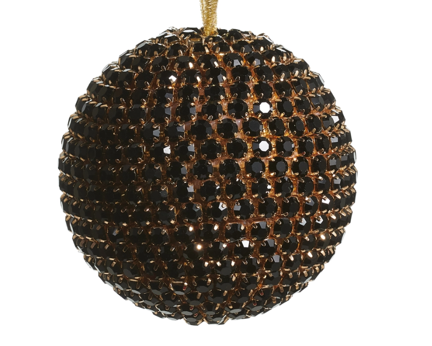 Black Rhinestone Ball Ornament, (Multiple Size Options)