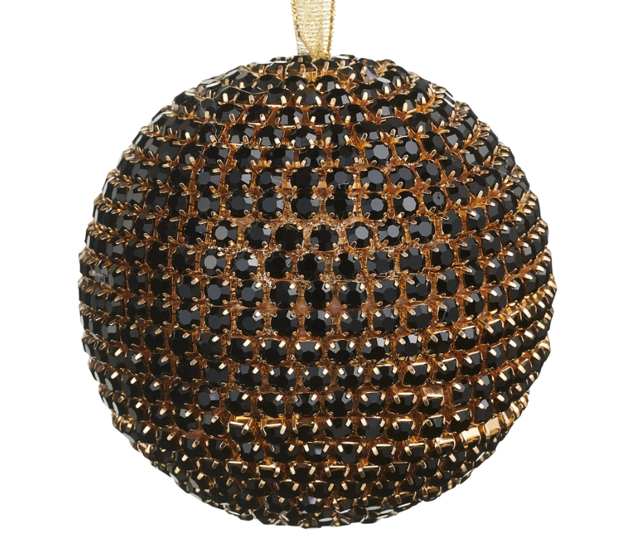 Black Rhinestone Ball Ornament, (Multiple Size Options)