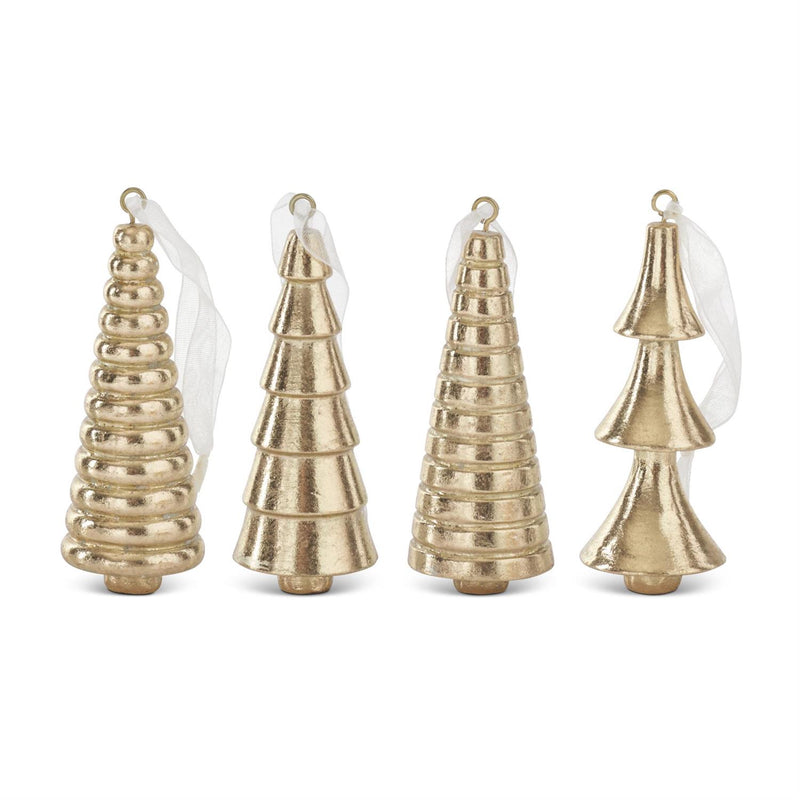 Assorted 3.75 Inch Gold Tree Ornaments (4 Styles)