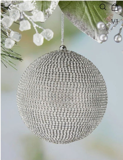 Pave Crystal Ball Ornament, (Multiple Colors/Sizes)