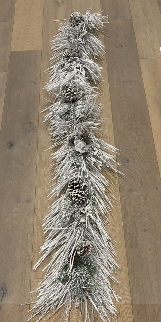 72" Snow Pine Garland
