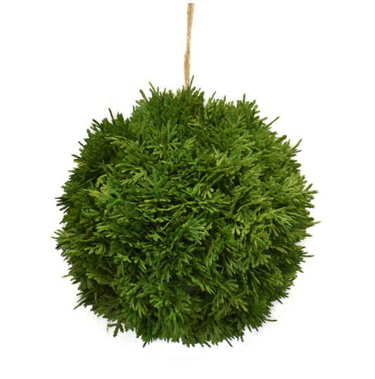 8" Cypress Ball Ornament, Natural Green