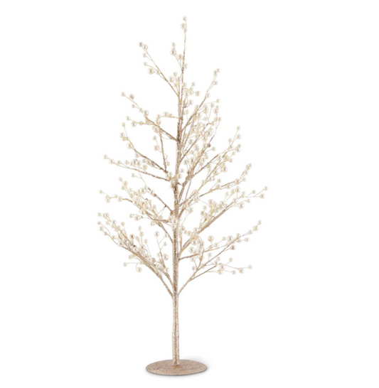 24 Inch Gold Glittered Twig Tree w/Pearl