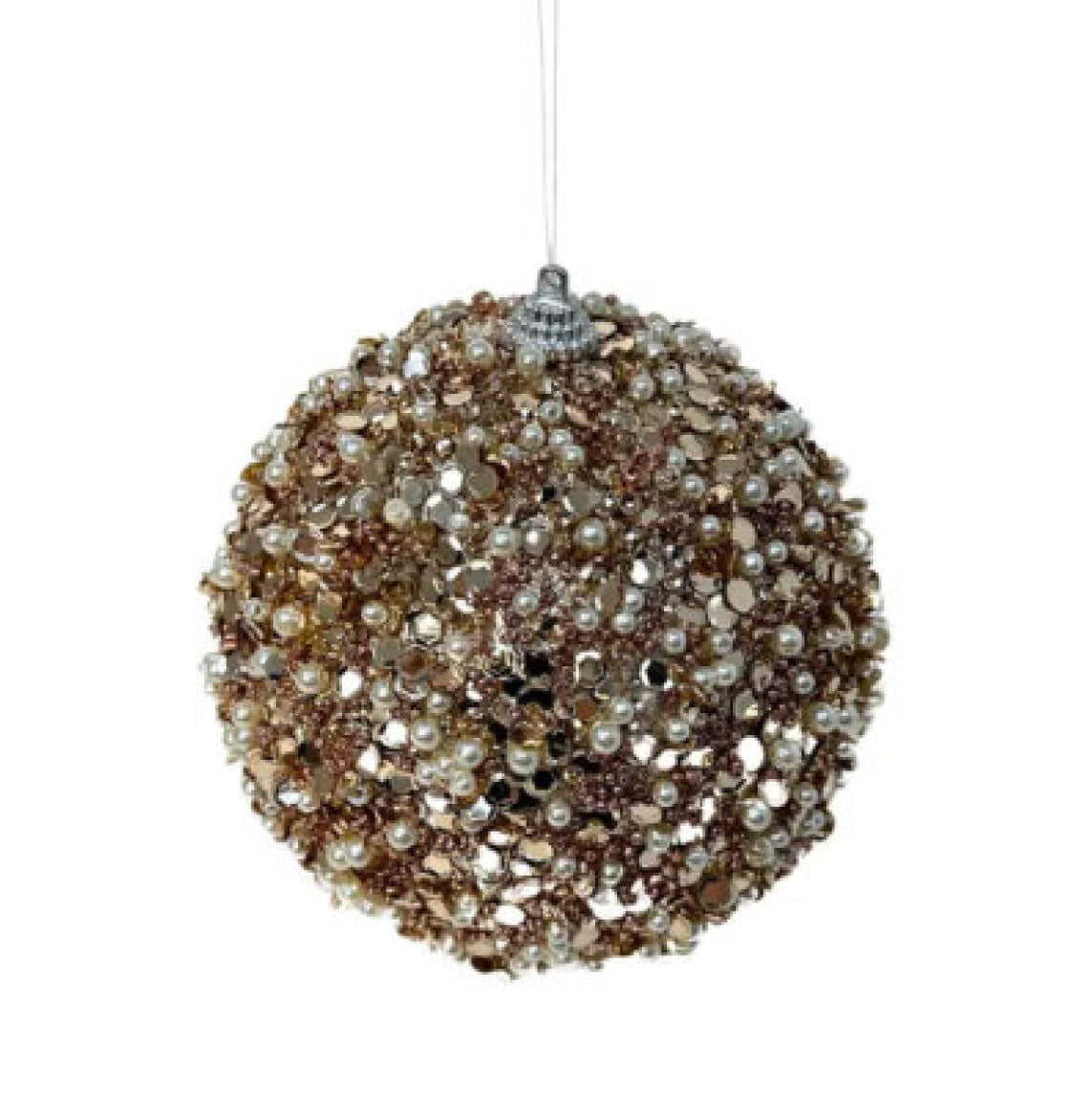 5" Splendor Sequin Pearl Ball Ornament, Champagne