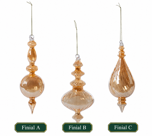 Spun Gold Glass Finial Ornaments (3 Styles)