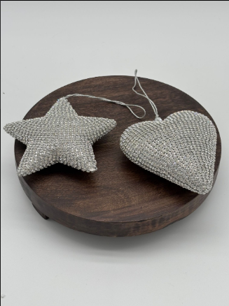 Crystal Star and Heart Ornament Set