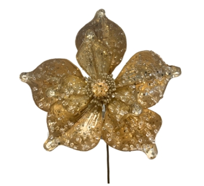 21" Iced Out Magnolia Spray, Dark Gold