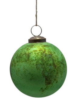 4" Mercury Glass Matte Moss Green Ball
