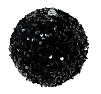 4.75" Fabulous Sequin Ball Ornament, Black