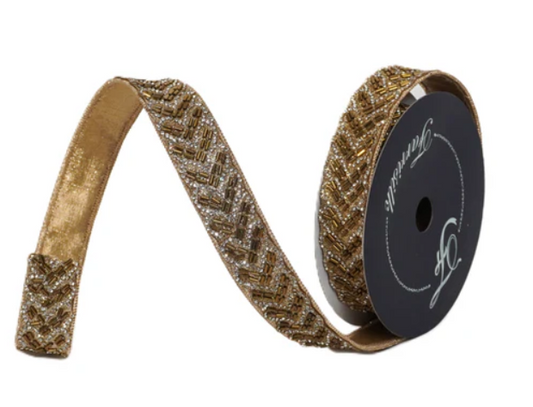 Farrisilk 1.25" x 5 Yds Crystal Amour Ribbon, Bronze