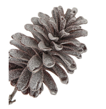 33" Frosted Pinecone Spray with Glitter, Brown/White