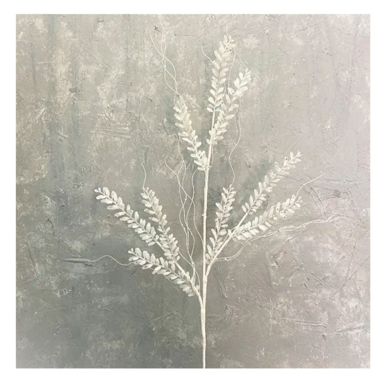33.5" Glitter Mini Leaf Twig Spray, White
