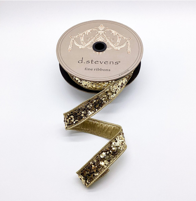 dstevens 1" x 10 Yds Cirque Glitter, Gold
