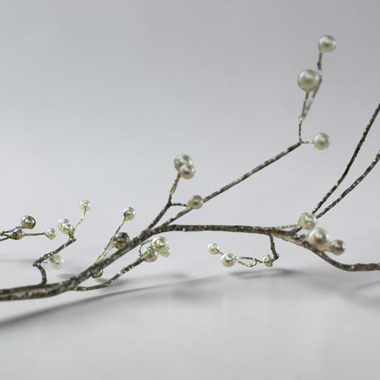 65 Inch Gold Glittered Twig Garland w/Pearls