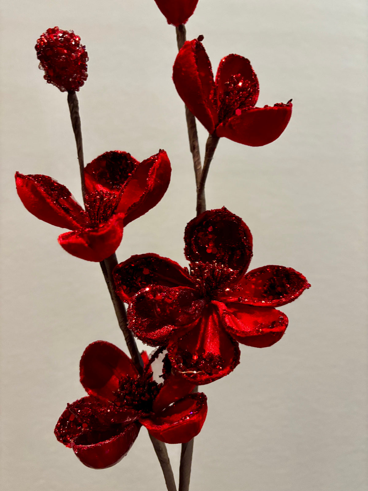 28"Mini Magnolia Spray, Red