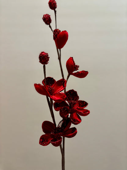 28"Mini Magnolia Spray, Red