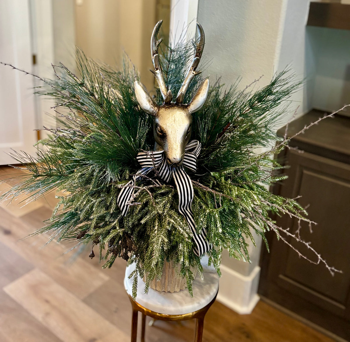 Custom Faux Arrangement with Deco Antique Deer Head Stem