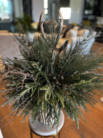 Custom Faux Arrangement with Deco Antique Deer Head Stem
