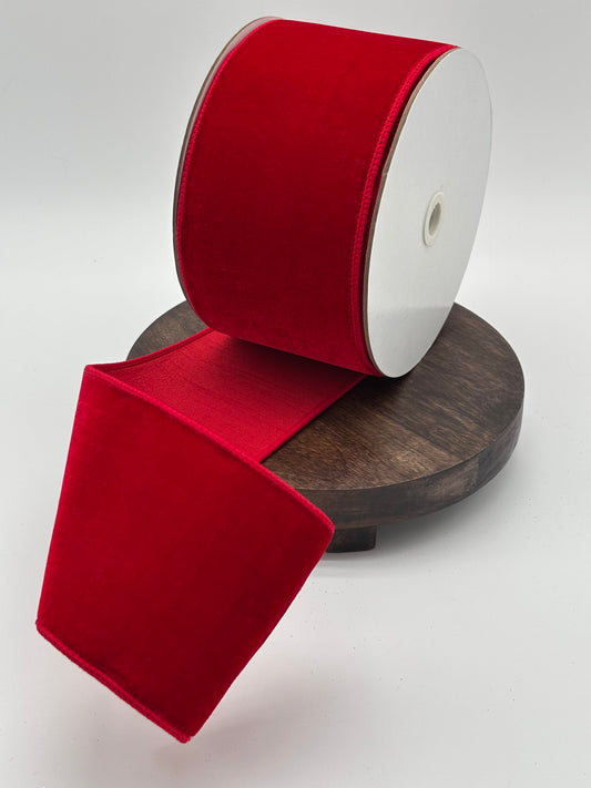 4" Lush Velvet Ribbon, Red