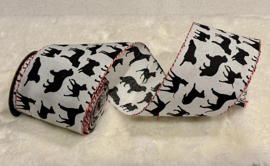 dstevens 4" x 10 Yds Dog Ribbon, black/white