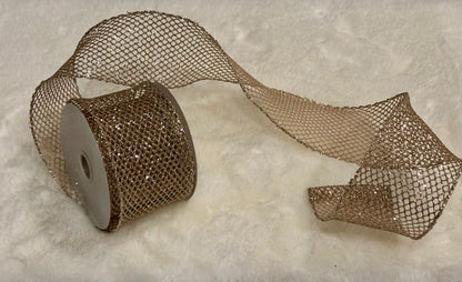 2.5" x 10 Yds Netter Wired Ribbon, Champagne