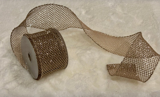 2.5" x 10 Yds Netter Wired Ribbon, Champagne