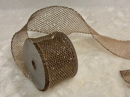2.5" x 10 Yds Netter Wired Ribbon, Champagne