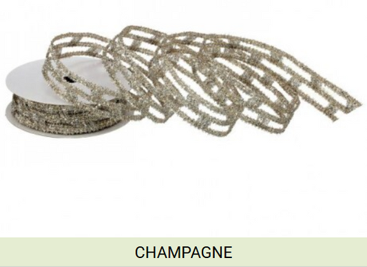 1.5" x 10 Yards Glitter Chain Link Ribbon, Champagne