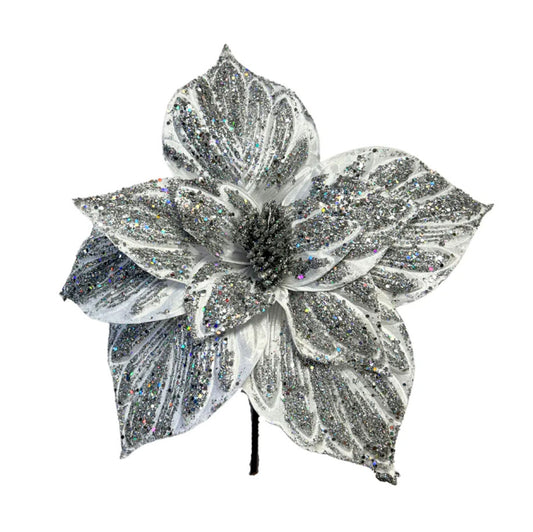 23" Magical Magnolia Stem, White/Silver