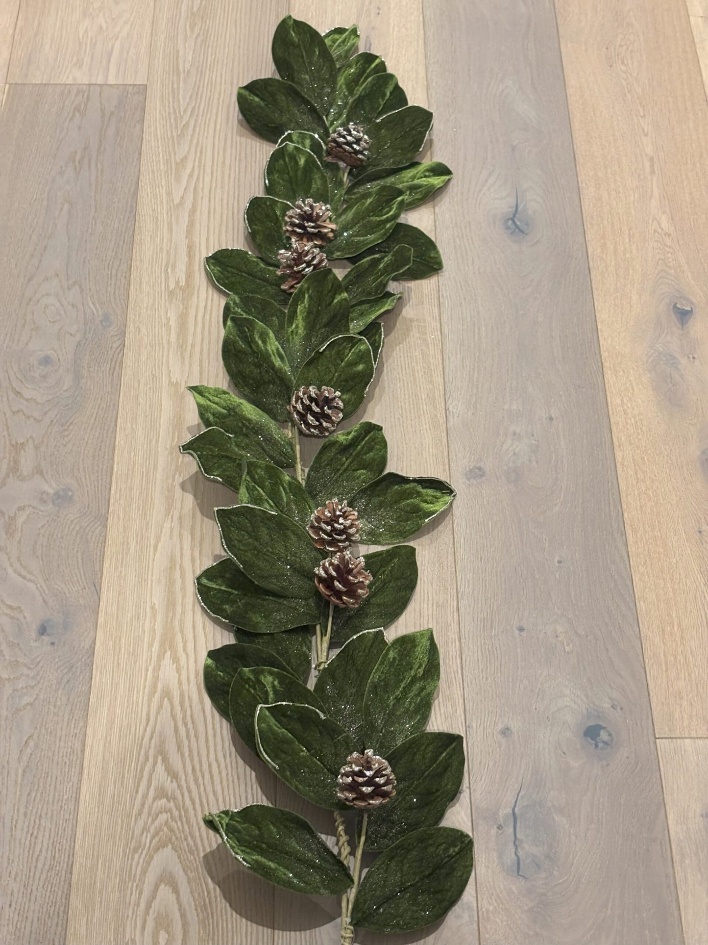 48" Velvet Magnolia Pinecone Garland