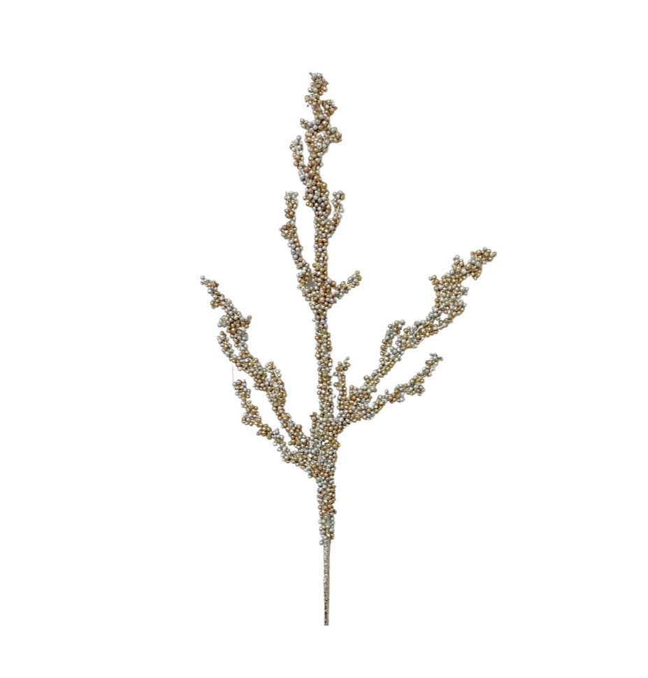 31" Mixed Glitter Berry Twig, Champagne