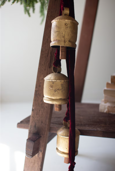 Jingle Bell Cluster - Maroon Velvet Ribbon