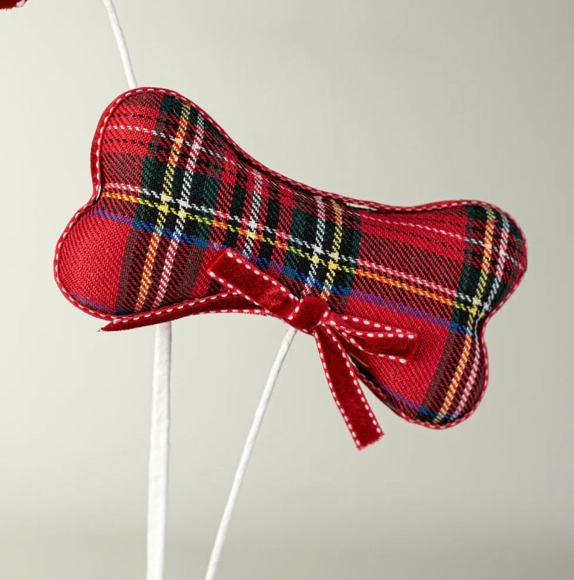 26" Holiday Tartan Plaid Dog Bone Spray