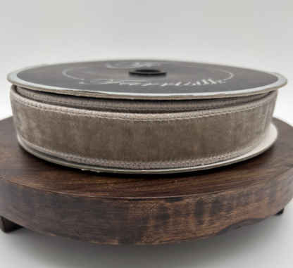 Farrisilk 1"x 10 Yds Velvet Wired Ribbon, Platinum