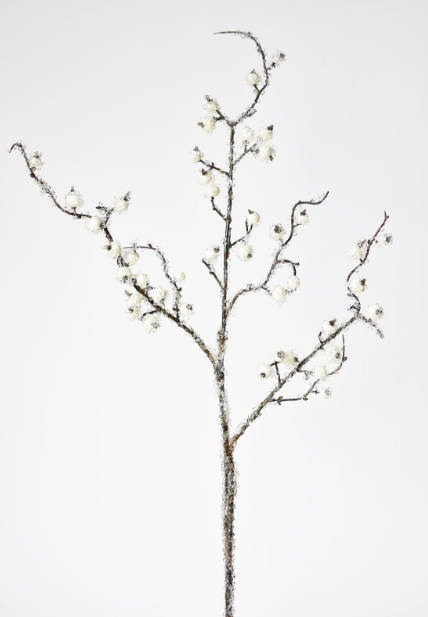 29" Faux Iced White Berry Stem